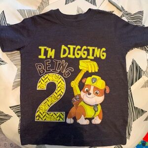 Paw Patrol “I’m Digging Being 2” Rumble Birthday T-Shirt